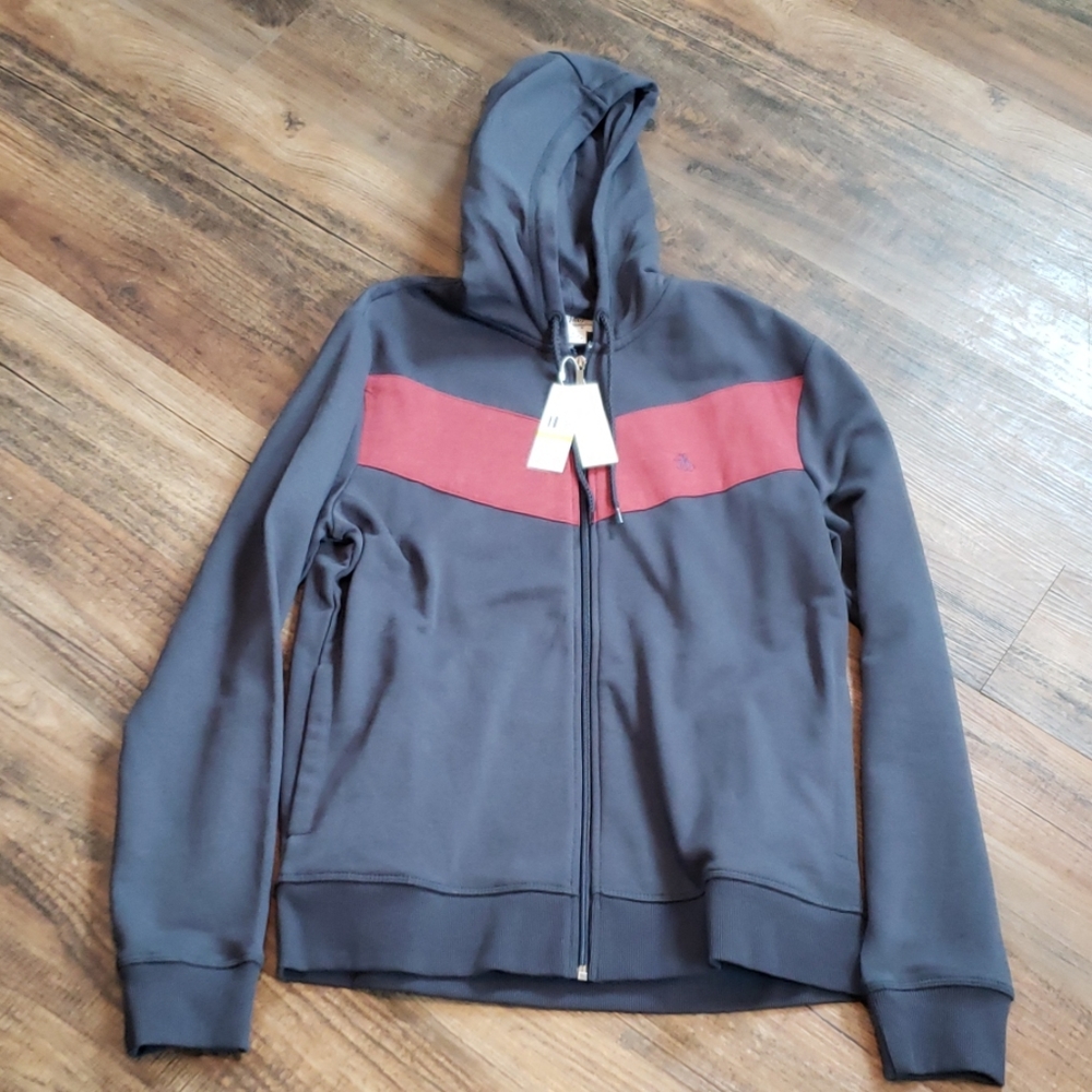 New men's medium Penguin hoodie navy & red
